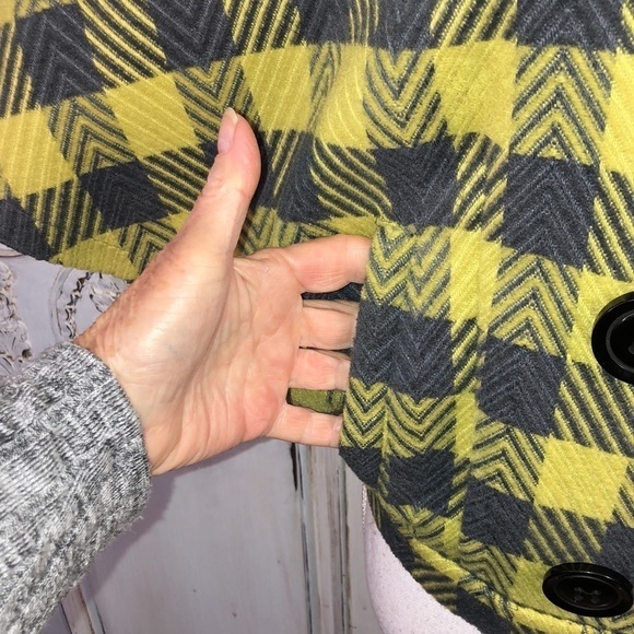 Twenty One Chartreuse and Gray Plaid French Vibes Double Breasted Jacket Size M - Picture 5 of 12